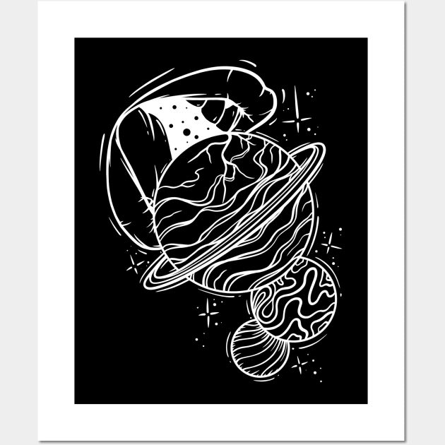 Planet Eater - White Wall Art by P7 illustrations 